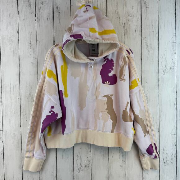 Adidas  x Thebe Magugu Multi All Over Print Crop Hoodie HM1884 Plus Size 1X - Picture 1 of 15